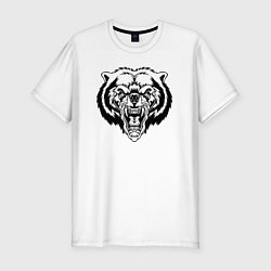 Футболка slim-fit B&W - Медведь в ярости, цвет: белый