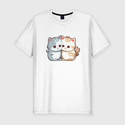 Футболка slim-fit Cute cats, цвет: белый