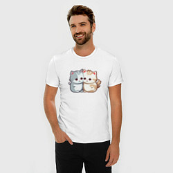 Футболка slim-fit Cute cats, цвет: белый — фото 2