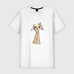 Мужская slim-футболка Нежные жирафы