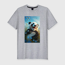 Мужская slim-футболка Веселая панда