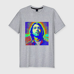Мужская slim-футболка Kurt Cobain Glitch Art