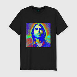 Мужская slim-футболка Kurt Cobain Glitch Art