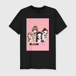 Футболка slim-fit Blackpink в мультяшном стиле, цвет: черный