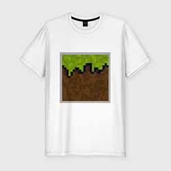 Мужская slim-футболка Блок земли майнкрафта