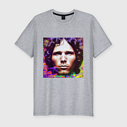 Мужская slim-футболка Jim Morrison Glitch 25 Digital Art