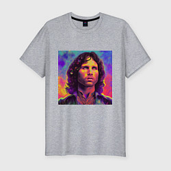 Мужская slim-футболка Jim Morrison Strange colors Art