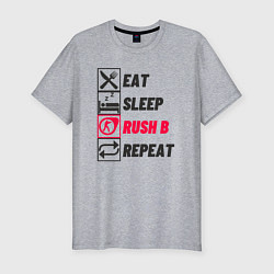 Футболка slim-fit Eat sleep rush b repeat, цвет: меланж