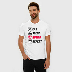 Футболка slim-fit Eat sleep rush b repeat, цвет: белый — фото 2