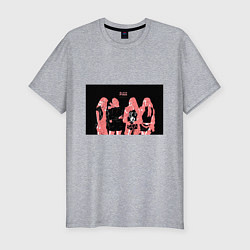 Мужская slim-футболка Группа BLACKPINK в ярко-розовых тонах