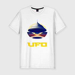 Мужская slim-футболка Летающая тарелка НЛО