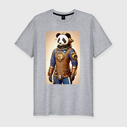 Мужская slim-футболка Cool panda - steampunk - neural network