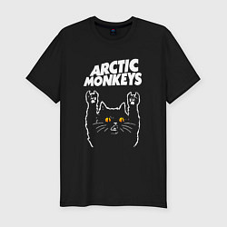 Мужская slim-футболка Arctic Monkeys rock cat
