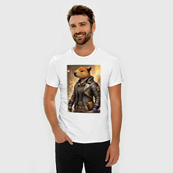 Футболка slim-fit Cool capybara - steampunk - neural network, цвет: белый — фото 2