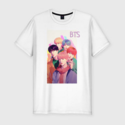 Футболка slim-fit Kpop BTS art, цвет: белый