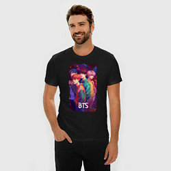 Футболка slim-fit BTS anime kpop style, цвет: черный — фото 2