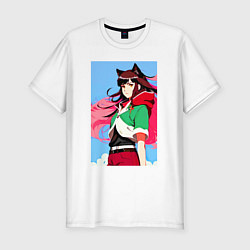 Футболка slim-fit Wolf girl - neural network - anime, цвет: белый