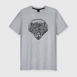 Футболка slim-fit Альпака в наушниках, цвет: меланж
