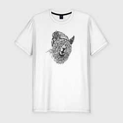 Мужская slim-футболка Альпака в шапке