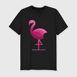 Футболка slim-fit Фламинго минималистичный, цвет: черный