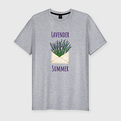 Футболка slim-fit Lavender Summer - букет лаванды в конверте, цвет: меланж