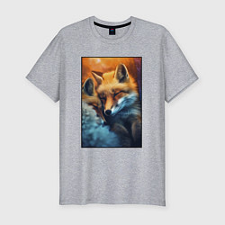 Мужская slim-футболка Милые лисички