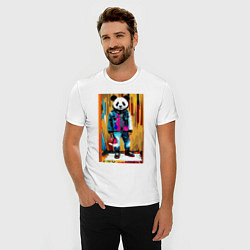 Футболка slim-fit Funny panda - pop art, цвет: белый — фото 2