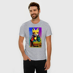 Футболка slim-fit Fox girl - fashionista - pop art, цвет: меланж — фото 2