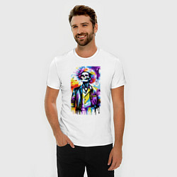 Футболка slim-fit Cool skeleton - pop art - neural network, цвет: белый — фото 2