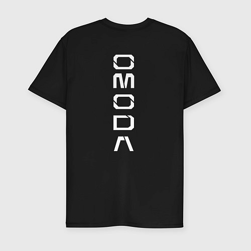 Мужская slim-футболка Omoda white big logo / Черный – фото 2