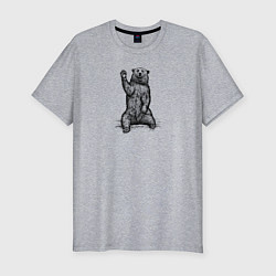 Мужская slim-футболка Медведь машет