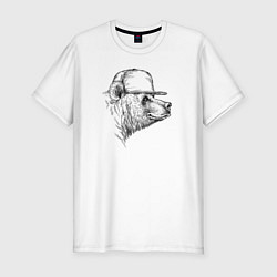Мужская slim-футболка Медведь в бейсболке