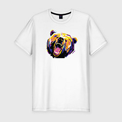 Мужская slim-футболка Голова медведя WPAP