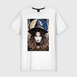 Мужская slim-футболка Взгляд ведьмы - хэллоуин
