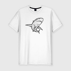 Футболка slim-fit Акула shark, цвет: белый