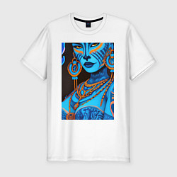 Мужская slim-футболка Морриган богиня волк
