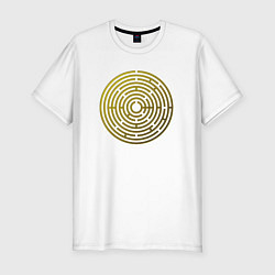 Мужская slim-футболка Круглый золотой лабиринт
