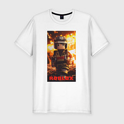 Мужская slim-футболка Пожарный роблокс
