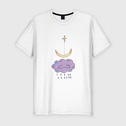 Мужская slim-футболка Тучка с дождиком и луной