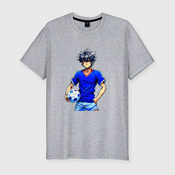 Мужская slim-футболка Футболист в синей майке