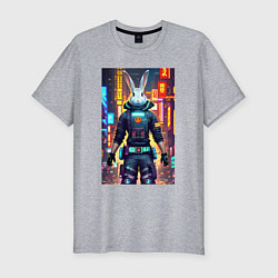 Мужская slim-футболка Super hare - cyberpunk - metropolis