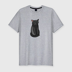 Мужская slim-футболка Кот с пустым взглядом - мем