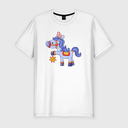 Мужская slim-футболка Голубая лошадка