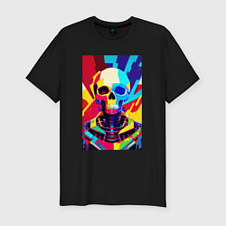 Футболка slim-fit Pop art skull, цвет: черный