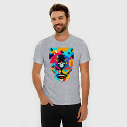 Футболка slim-fit Funny skull - pop art, цвет: меланж — фото 2