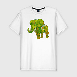 Футболка slim-fit Зелёный слон, цвет: белый