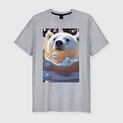 Мужская slim-футболка Белый медведь в молоке