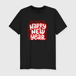Футболка slim-fit Happy new year леттеринг, цвет: черный