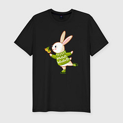 Футболка slim-fit Кролик на катке, цвет: черный
