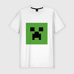 Футболка slim-fit Minecraft creeper face, цвет: белый